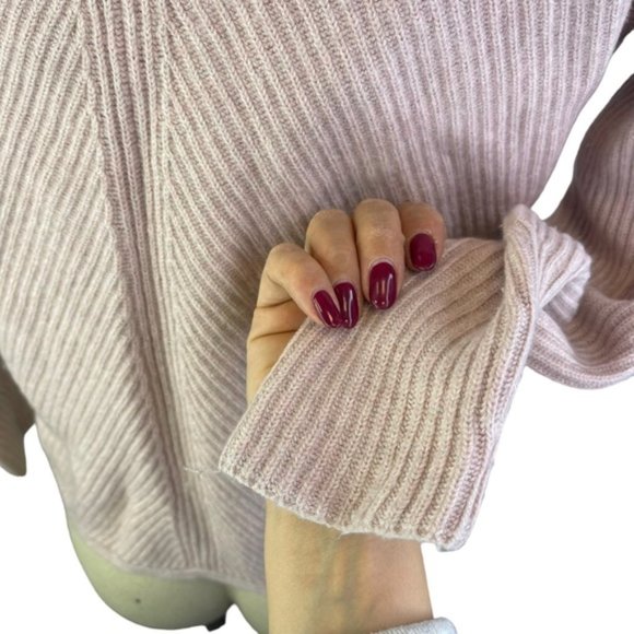 Babaton 'Chalmers' Light Pink Mock Neck Knit Sweater Size XS Linen/Wool Blend - Picture 3 of 10